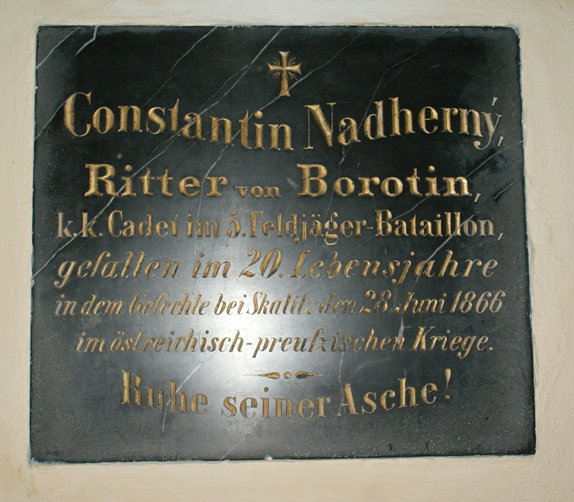 Rakouský kadet Constantin Nadherny Rytíř z Borotína